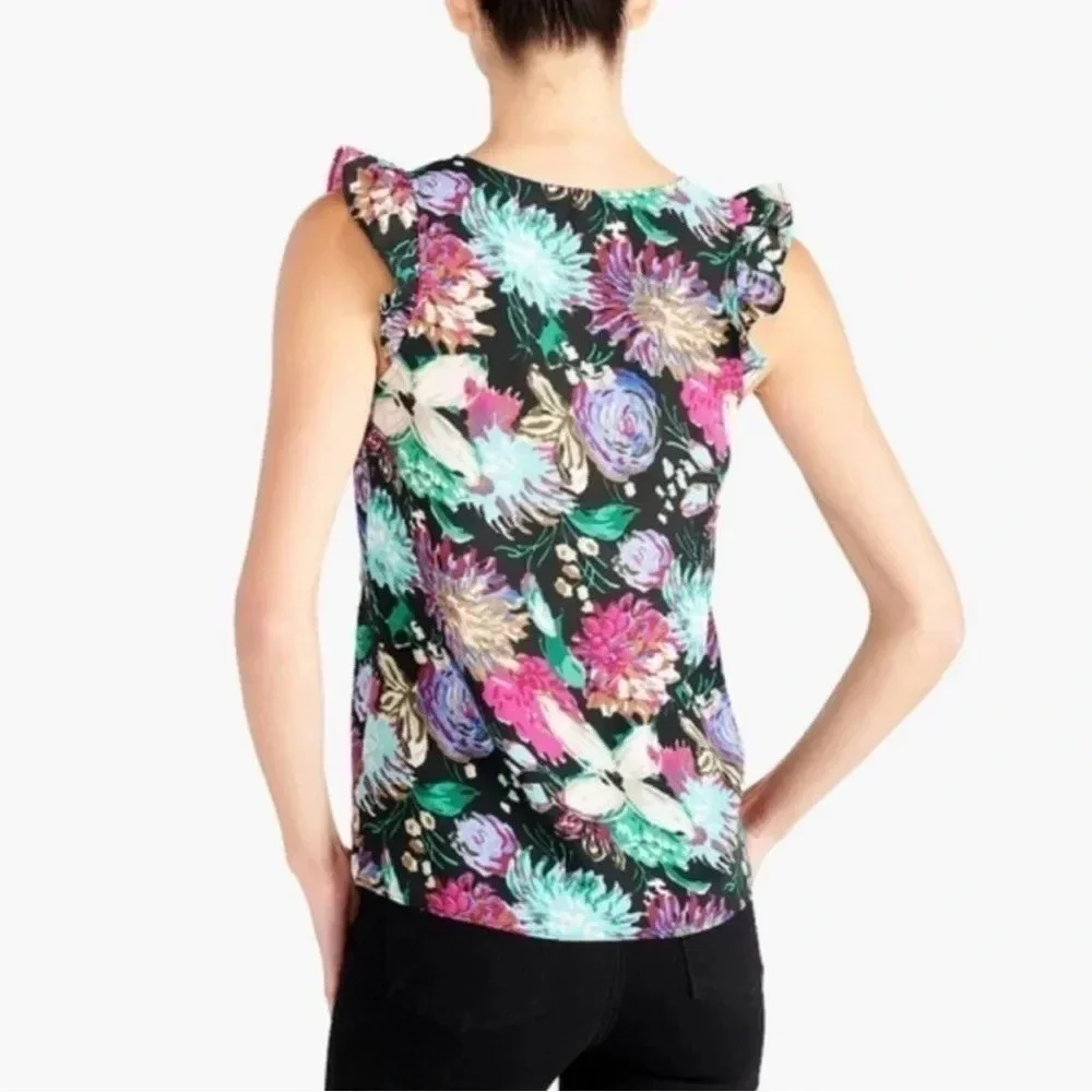 J.crew Womens Printed sleeveless Ruffle tops size 2